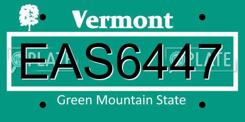 EAS6447 Vermont License Plate