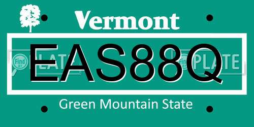 EAS88Q Vermont License Plate
