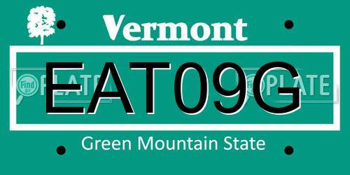 EAT09G Vermont License Plate
