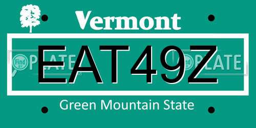 EAT49Z Vermont License Plate