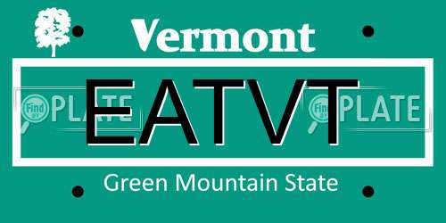 EATVT Vermont License Plate