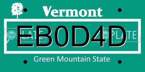 EB0D4D Vermont License Plate