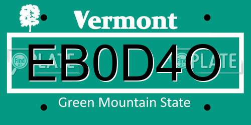 EB0D4O Vermont License Plate