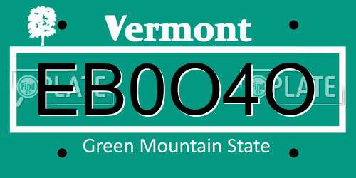 EB0O4O Vermont License Plate