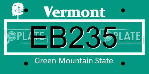 EB235 Vermont License Plate