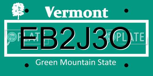 EB2J3O Vermont License Plate
