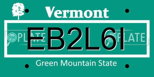 EB2L6I Vermont License Plate