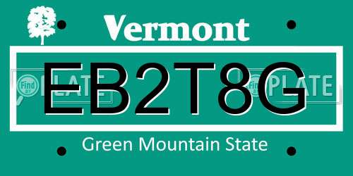 EB2T8G Vermont License Plate