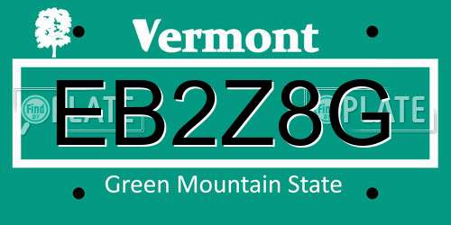 EB2Z8G Vermont License Plate