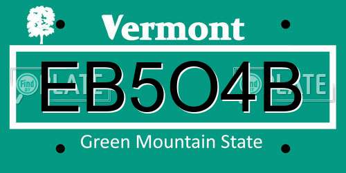 EB5O4B Vermont License Plate