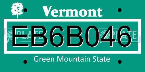 EB6B046 Vermont License Plate