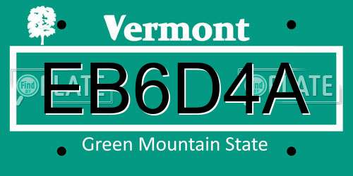 EB6D4A Vermont License Plate