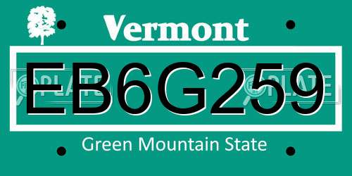 EB6G259 Vermont License Plate