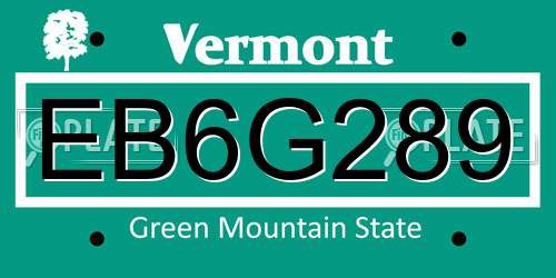 EB6G289 Vermont License Plate