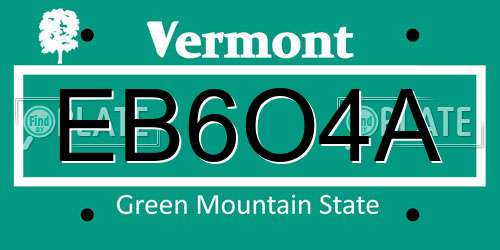 EB6O4A Vermont License Plate