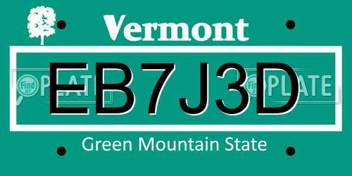 EB7J3D Vermont License Plate