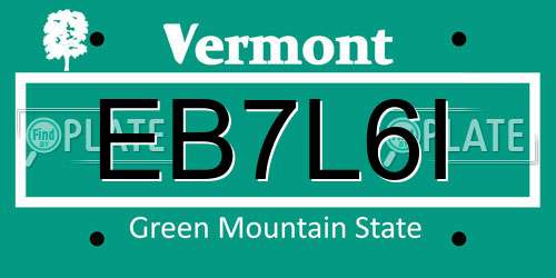 EB7L6I Vermont License Plate