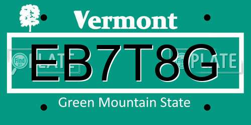 EB7T8G Vermont License Plate