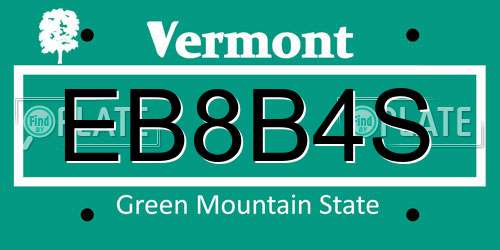 EB8B4S Vermont License Plate