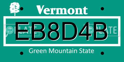 EB8D4B Vermont License Plate
