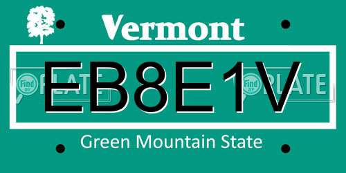 EB8E1V Vermont License Plate