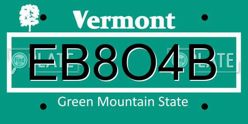 EB8O4B Vermont License Plate