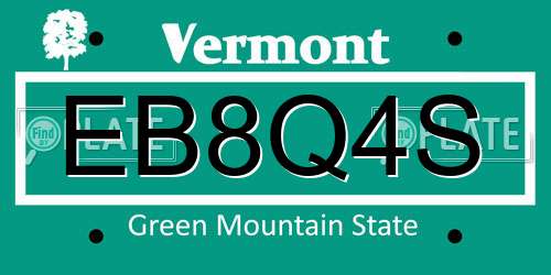 EB8Q4S Vermont License Plate