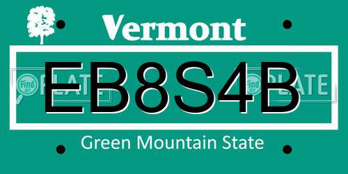 EB8S4B Vermont License Plate