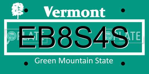 EB8S4S Vermont License Plate