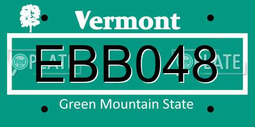 EBB048 Vermont License Plate