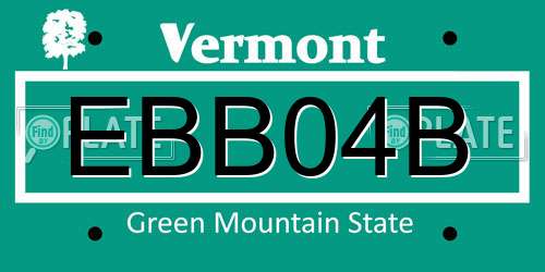 EBB04B Vermont License Plate