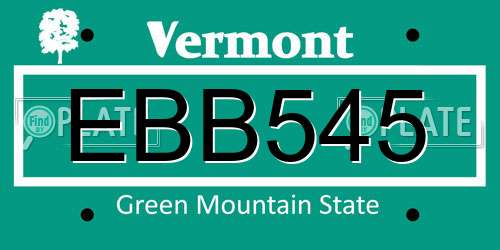 EBB545 Vermont License Plate