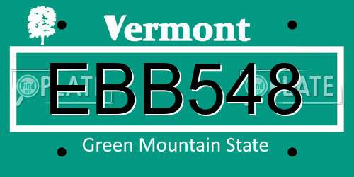 EBB548 Vermont License Plate