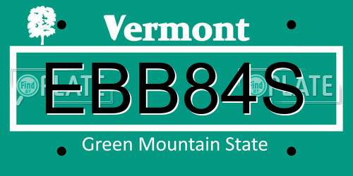 EBB84S Vermont License Plate