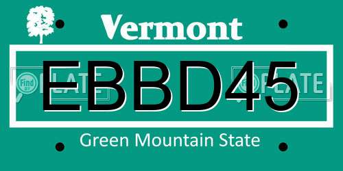 EBBD45 Vermont License Plate