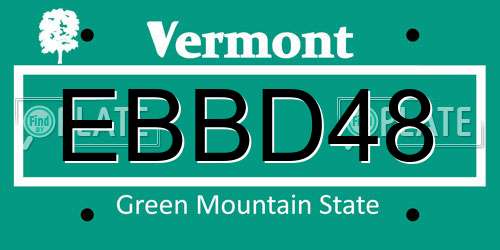 EBBD48 Vermont License Plate