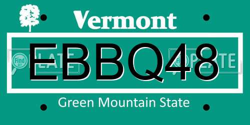 EBBQ48 Vermont License Plate
