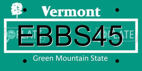 EBBS45 Vermont License Plate