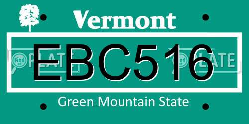 EBC516 Vermont License Plate