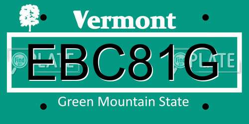 EBC81G Vermont License Plate