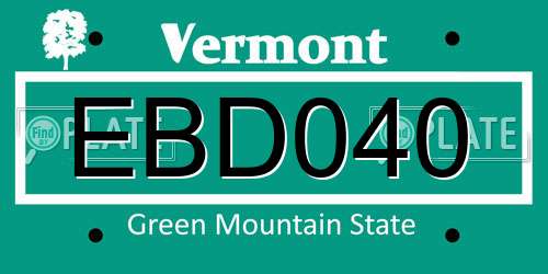 EBD040 Vermont License Plate