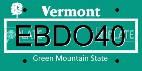 EBDO40 Vermont License Plate