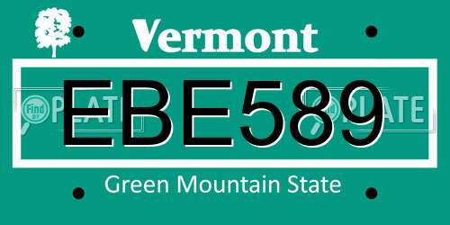 EBE589 Vermont License Plate