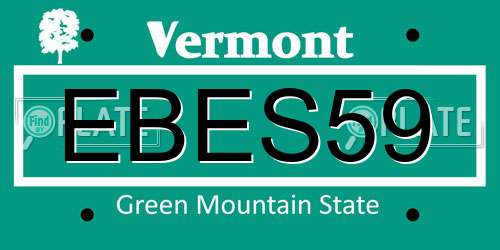 EBES59 Vermont License Plate