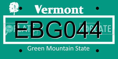 EBG044 Vermont License Plate