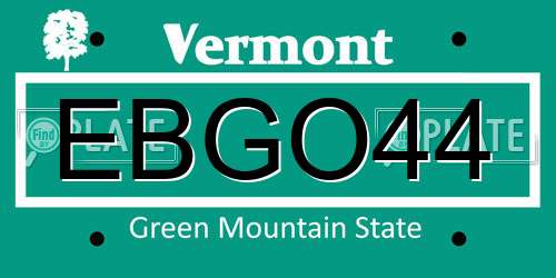 EBGO44 Vermont License Plate