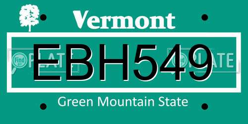 EBH549 Vermont License Plate