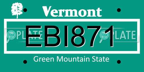 EBI871 Vermont License Plate