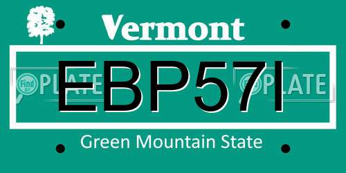 EBP57I Vermont License Plate
