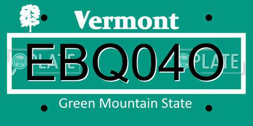 EBQ04O Vermont License Plate